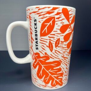 Starbucks-Fall Autumn Leaf Orange Coffee Cup Tall Mug 16oz